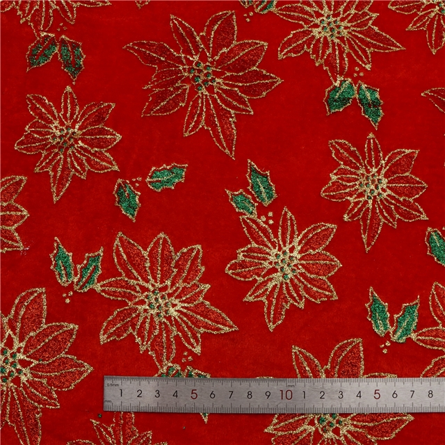 glitter christmas flower velvet fabric