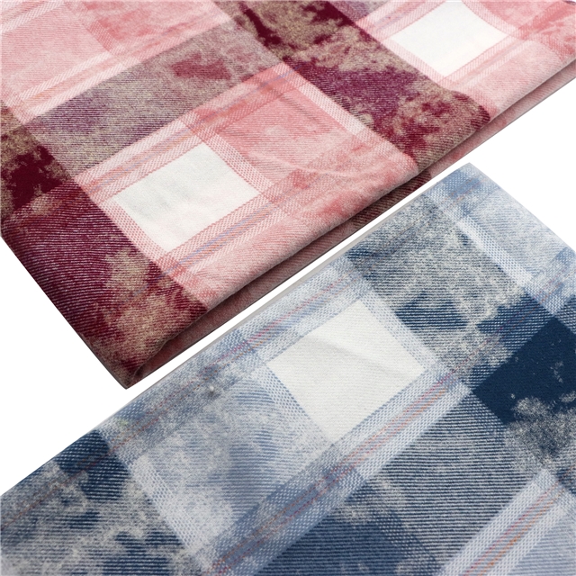 100% cotton cotton tie dye brushed plaid fabric