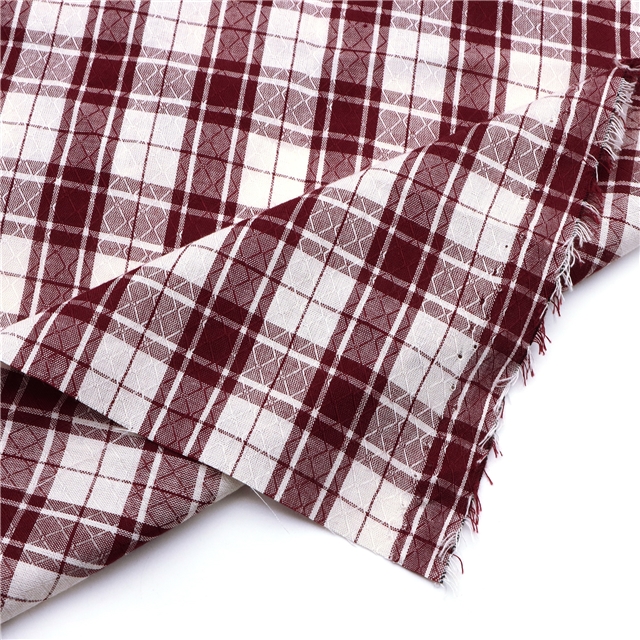 polyester cotton yarn dyed checkered diamond patterned jacquard fabric