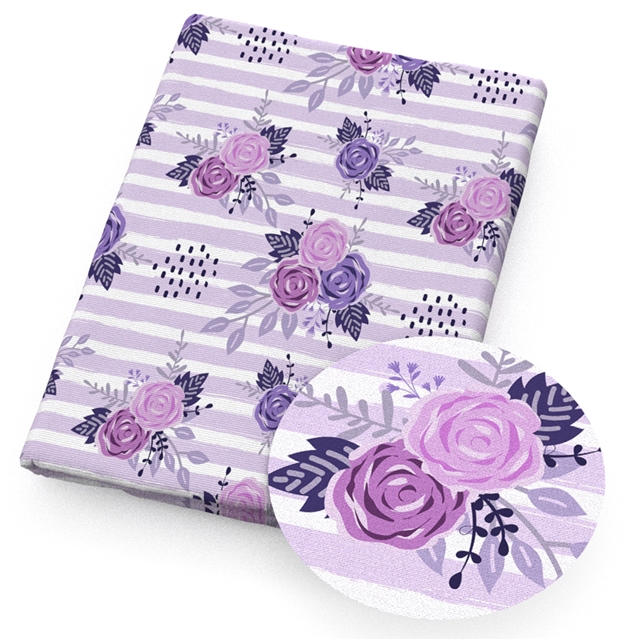 polyester cotton purple flowers leaves series polyester cotton fabric set (4 pcs/set)