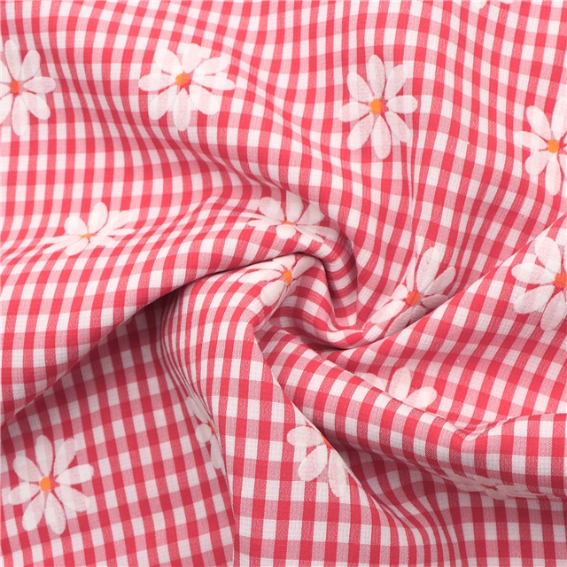 offset printed flower grid fabric 6#red,50*150cm(19.7*59.1