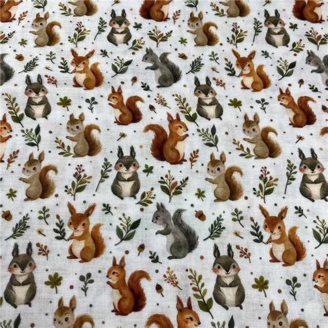 cotton Cartoon squirrel cotton double-layer yarn digital printing fabric