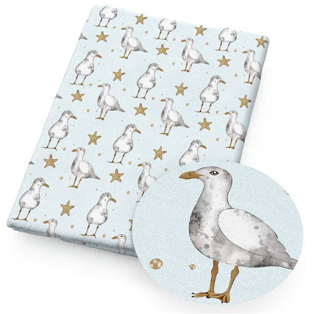 polyester cotton seagull whale lighthouse series polyester cotton fabric set (8 pcs/set)