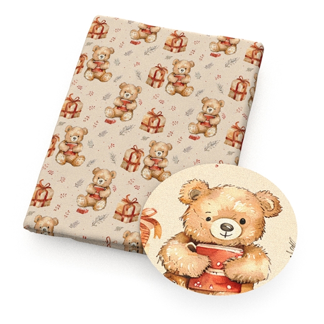 polyester cotton geometric bear series polyester cotton fabric set (6 pcs/set)