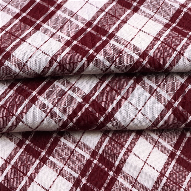 polyester cotton yarn dyed checkered diamond patterned jacquard fabric