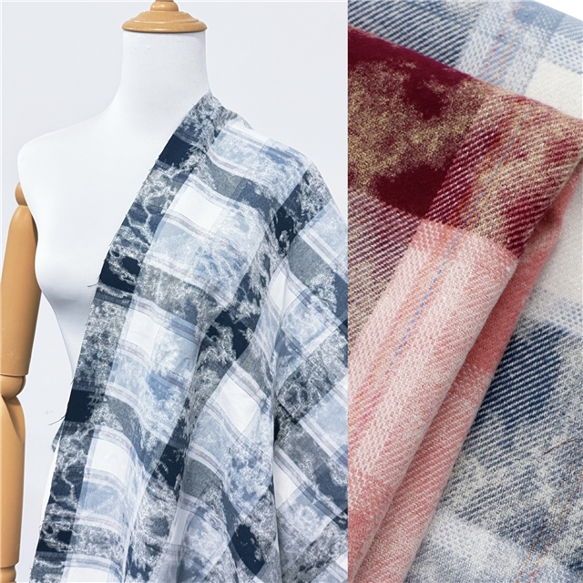 100% cotton cotton tie dye brushed plaid fabric