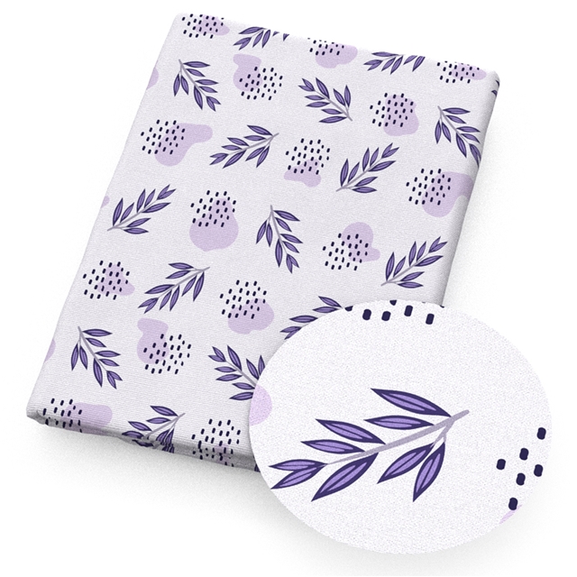 polyester cotton purple flowers leaves series polyester cotton fabric set (4 pcs/set)