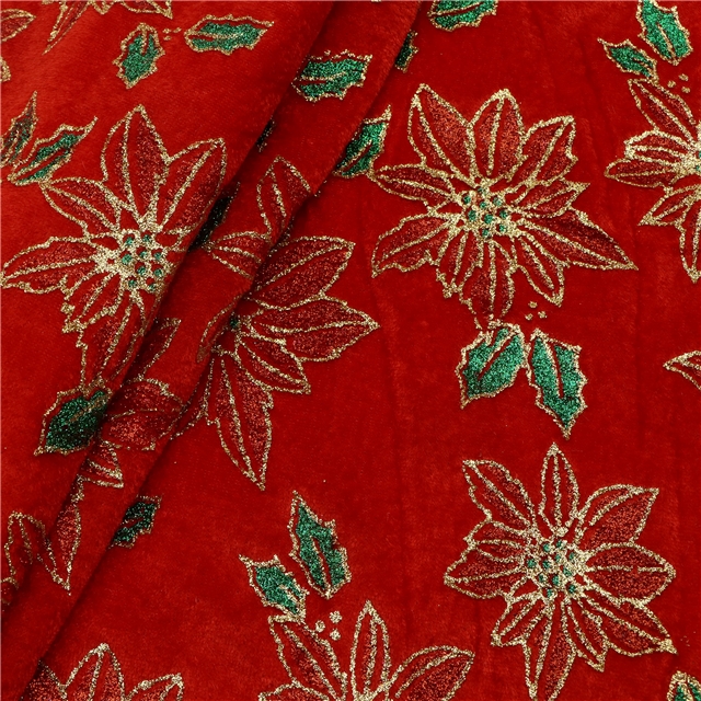 glitter christmas flower velvet fabric