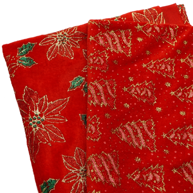 glitter christmas flower velvet fabric