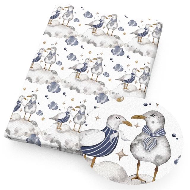 polyester cotton seagull whale lighthouse series polyester cotton fabric set (8 pcs/set)