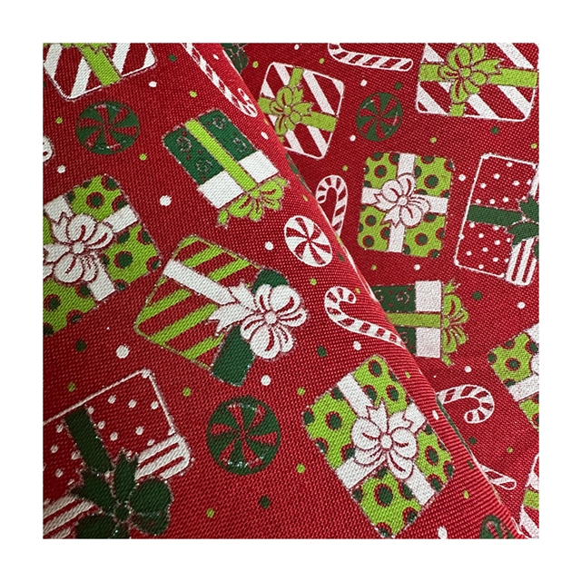 christmas present ink printed imitation linen fabric