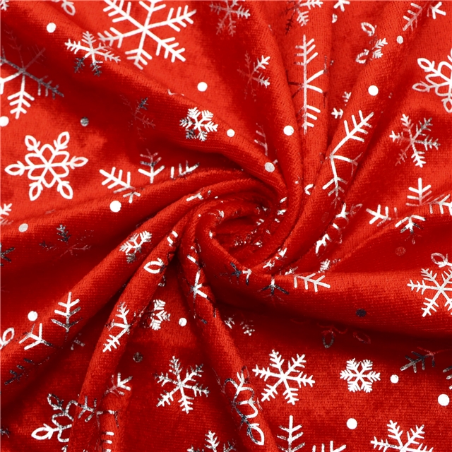 hot pressed gold and silver snowflake velvet fabric
