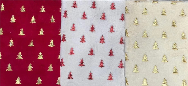 gold hot stamping christmas tree velvet fabric