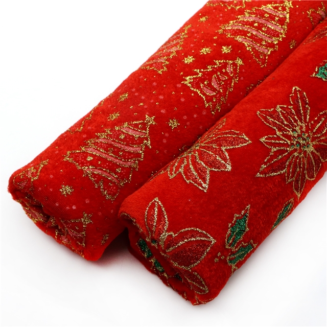 glitter christmas flower velvet fabric