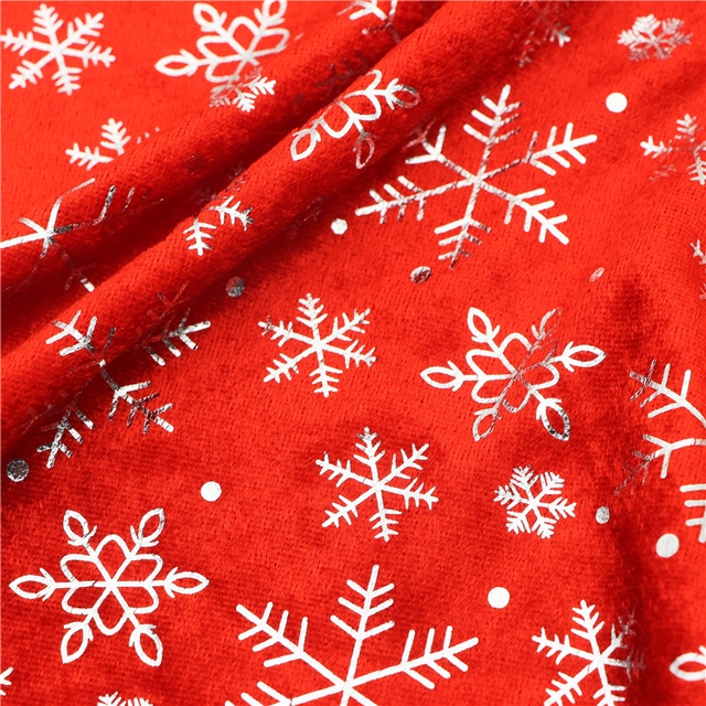 hot pressed gold and silver snowflake velvet fabric