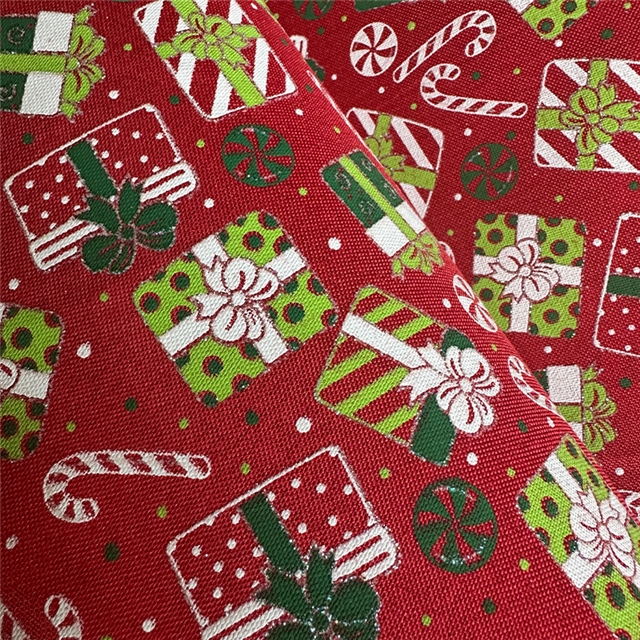 christmas present ink printed imitation linen fabric