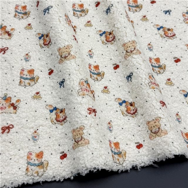 flower bear grid particle printed velvet fabric 3#,50*160cm(19.7*63