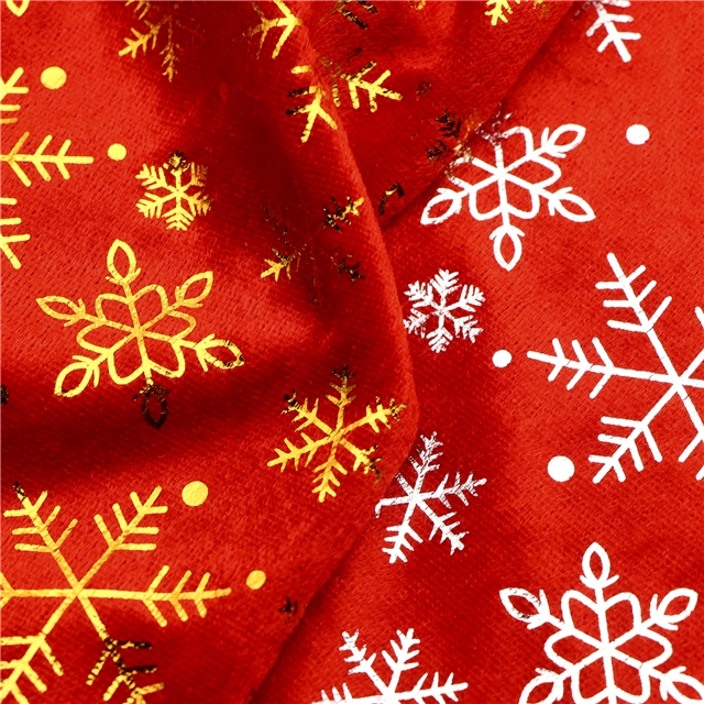 hot pressed gold and silver snowflake velvet fabric