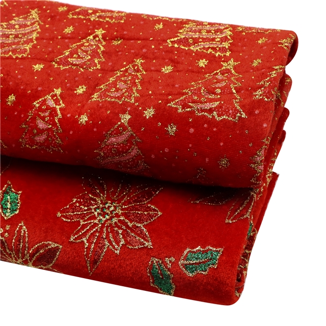 glitter christmas flower velvet fabric