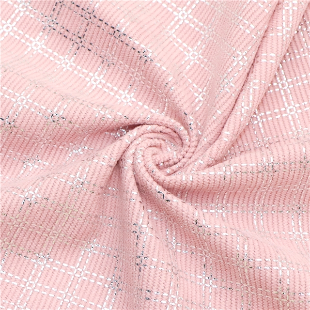 silver hot stamping plaid corduroy fabric 5# gray,50*145cm(19.7*57.1