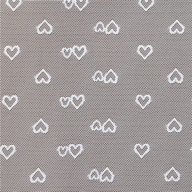 92% brocade and 8% spandex cute peach heart elastic white lace jacquard mesh fabric
