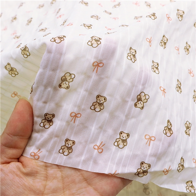 bear bow chiffon fabric