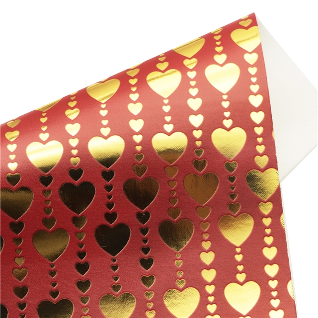 self printed gold foil faux leather fabric