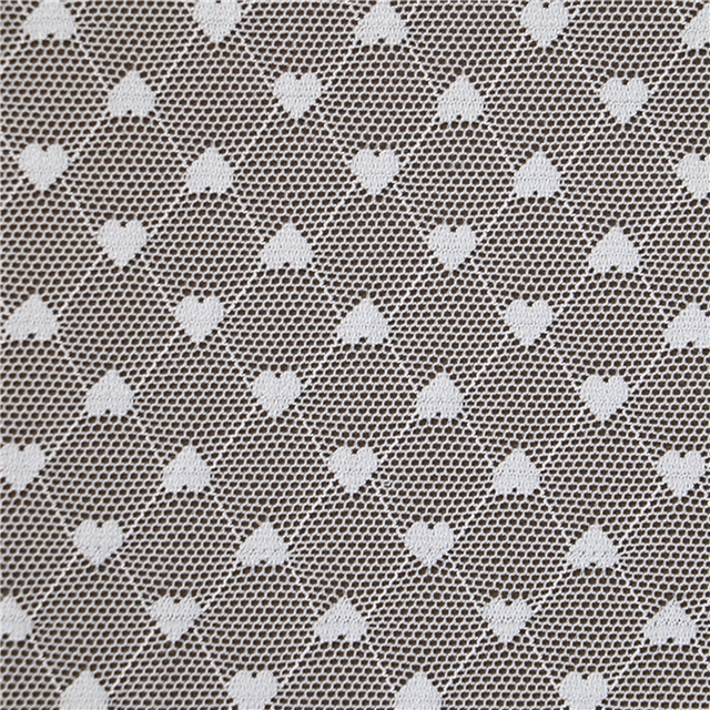 92% brocade and 8% spandex cute peach heart elastic white lace jacquard mesh fabric