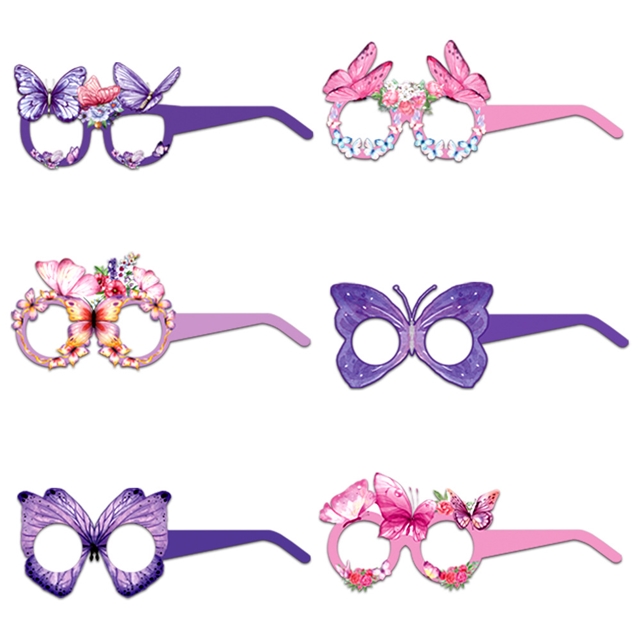 Butterfly themed paper glasses party props set