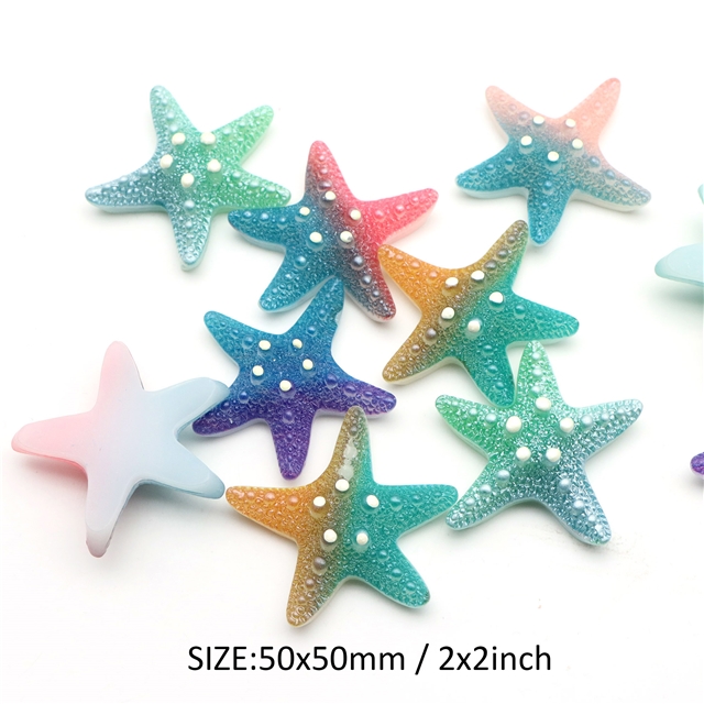 plastic/resin gradient color rainbow starfish 3d resin accessories