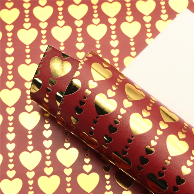 self printed gold foil faux leather fabric