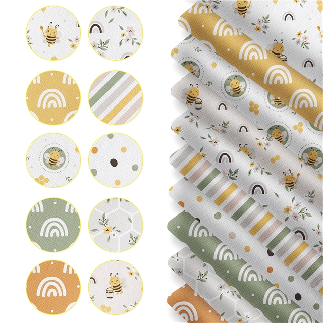 polyester cotton geometric bee series polyester cotton fabric set (10 pcs/set) polyester cotton fabric,20*20cm(7.9*7.9