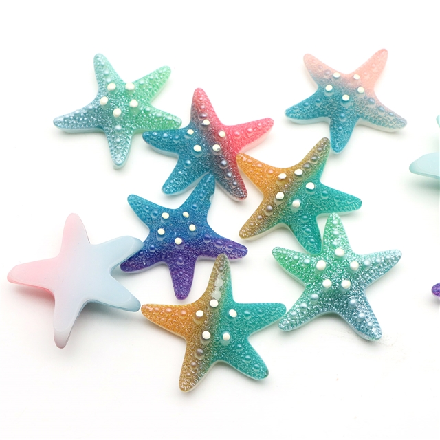 plastic/resin gradient color rainbow starfish 3d resin accessories