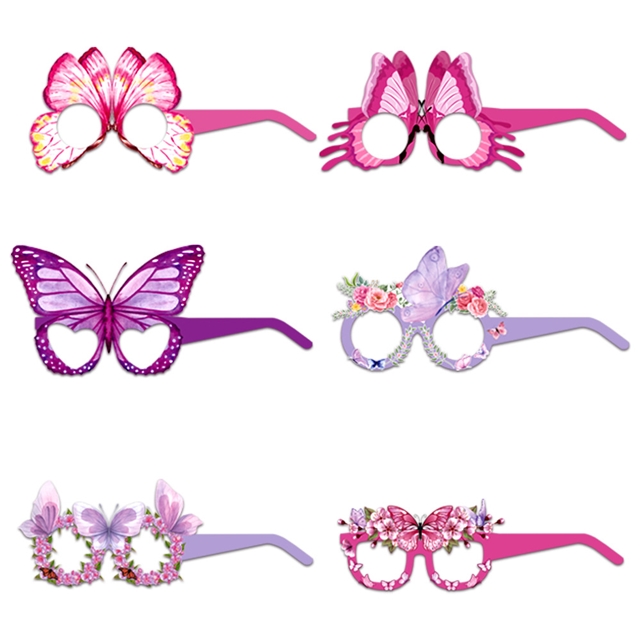 Butterfly themed paper glasses party props set