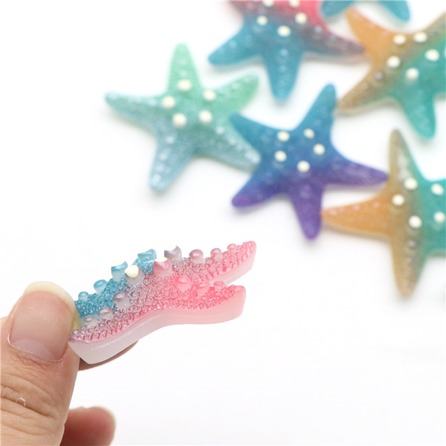 plastic/resin gradient color rainbow starfish 3d resin accessories
