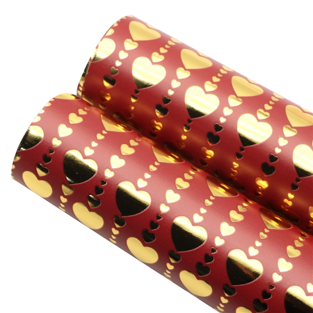 self printed gold foil faux leather fabric