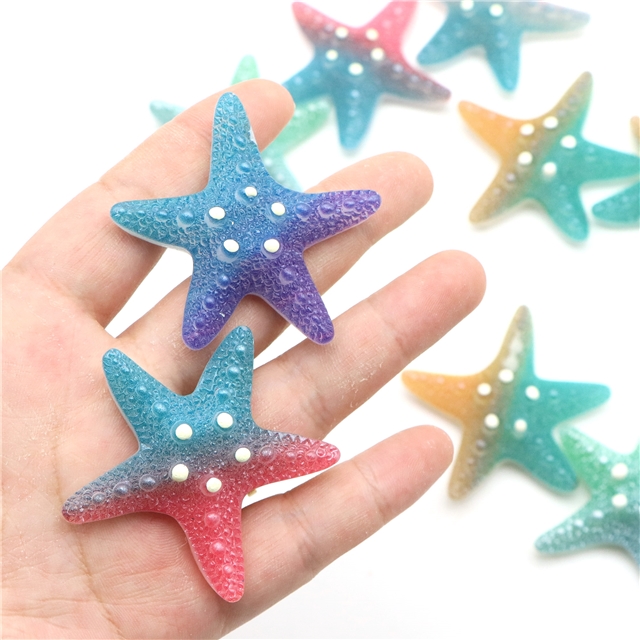 plastic/resin gradient color rainbow starfish 3d resin accessories