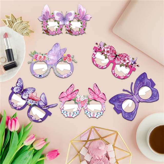 Butterfly themed paper glasses party props set