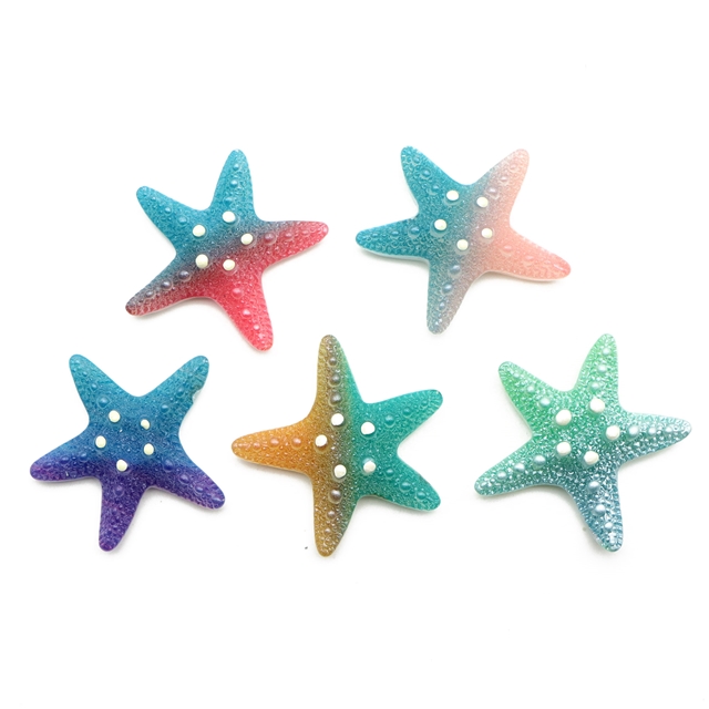 plastic/resin gradient color rainbow starfish 3d resin accessories
