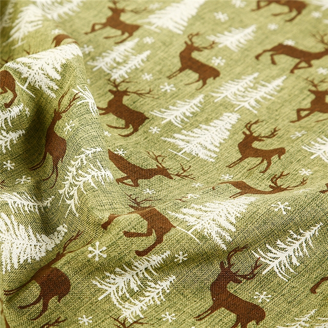 green fine hemp print coffee deer imitation hemp print