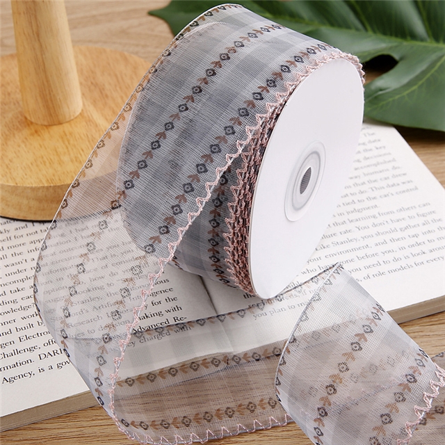 single hook edge printed snow yarn ribbon