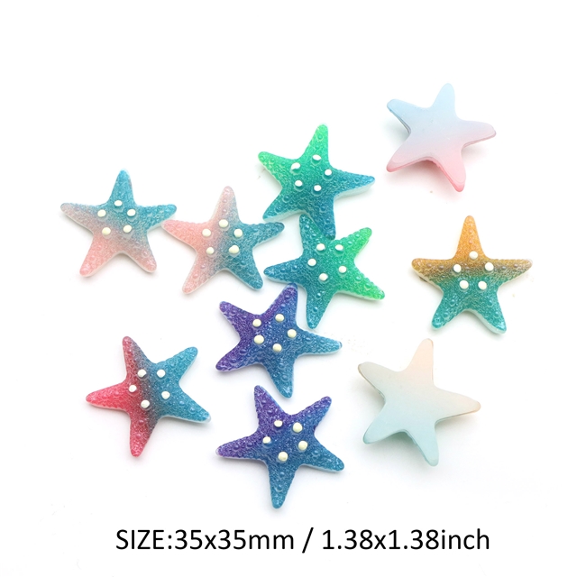 plastic/resin gradient color rainbow starfish 3d resin accessories