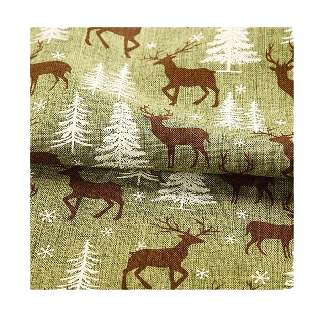 green fine hemp print coffee deer imitation hemp print