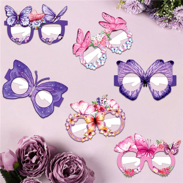 Butterfly themed paper glasses party props set