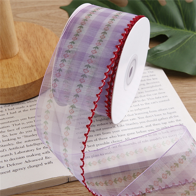 single hook edge printed snow yarn ribbon