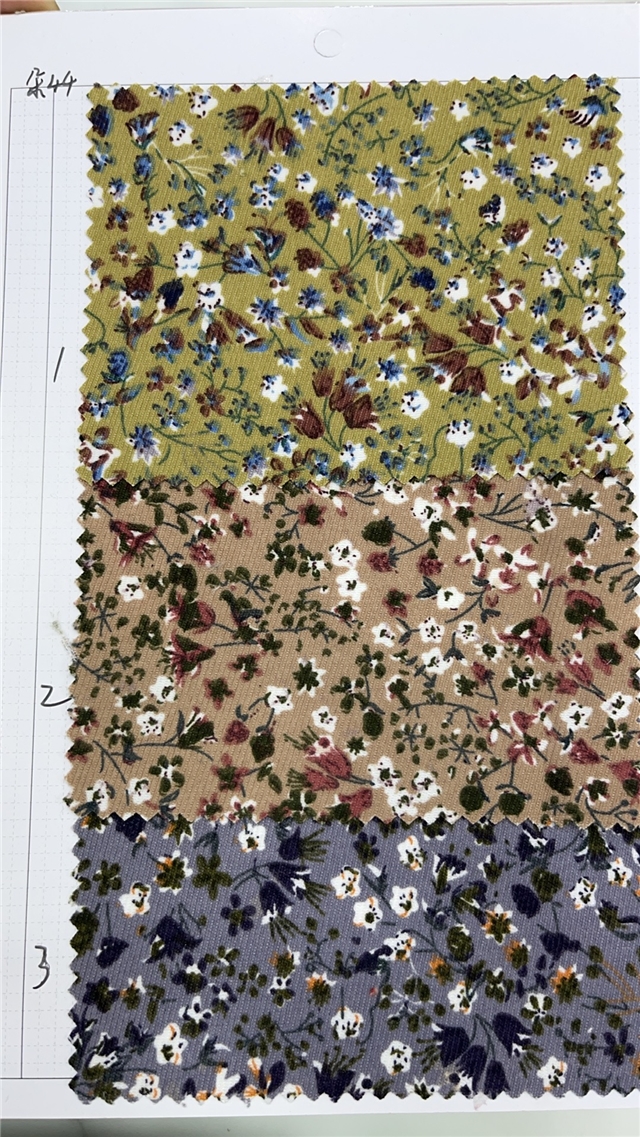 floral printed corduroy fabric