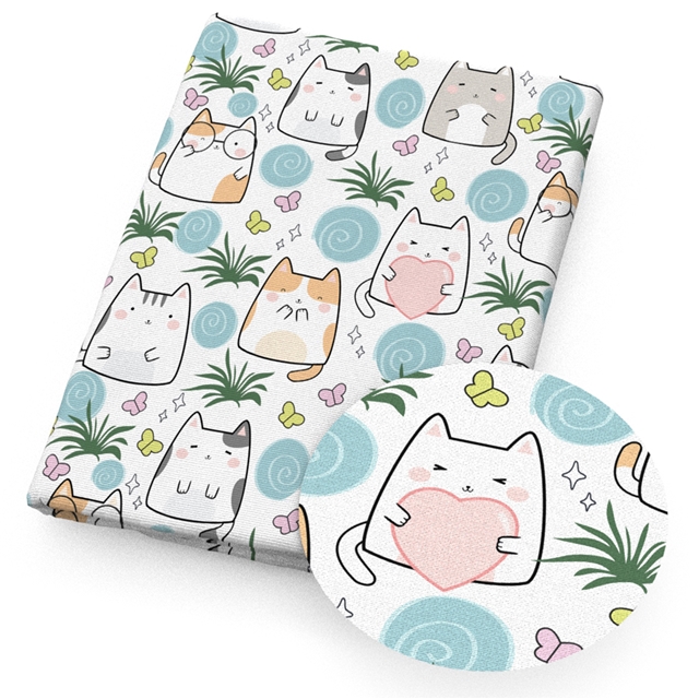 polyester cotton geometric cat series polyester cotton fabric set (4 pcs/set)