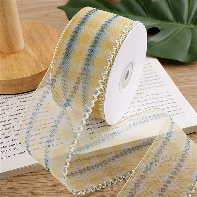 single hook edge printed snow yarn ribbon