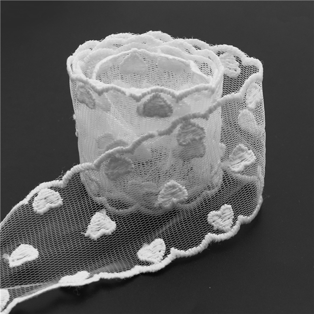 mesh heart lace wavy ribbon