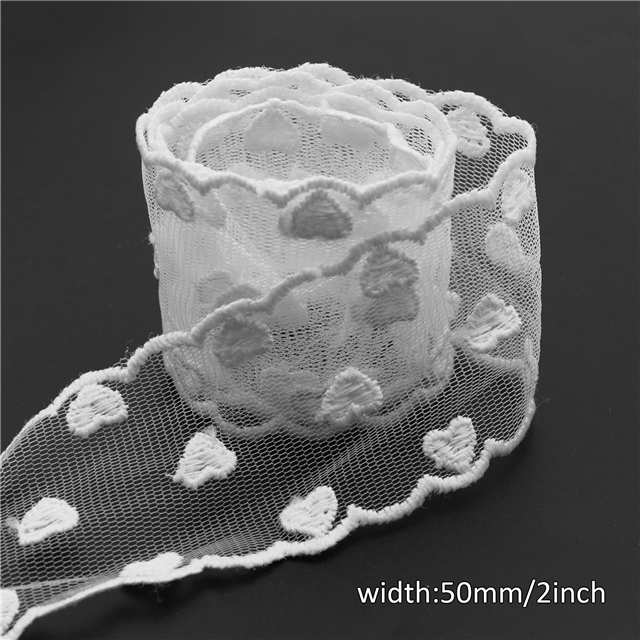 mesh heart lace wavy ribbon